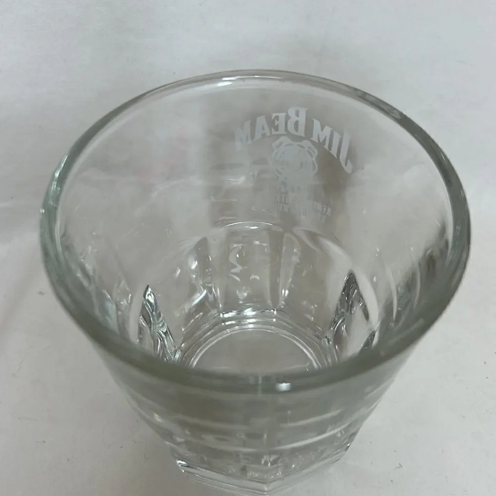 Jim Beam 8 Oz Rocks Glass 3 1/4 Round 3 3/4 Tall Kentucky Bourbon Whiskey